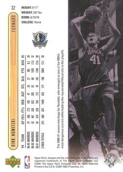 2001-02 Upper Deck #32 Dirk Nowitzki Back