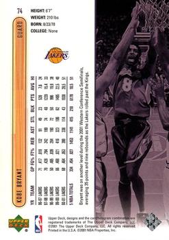 2001-02 Upper Deck #74 Kobe Bryant Back