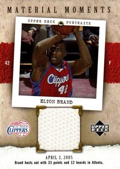 2005-06 UD Portraits - Material Moments #MM-EB Elton Brand Front