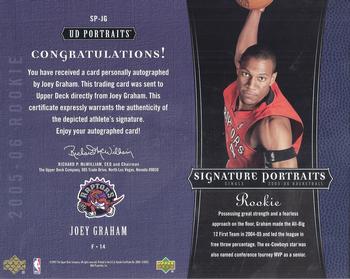 2005-06 UD Portraits - Signature Portraits 8x10 #SP-JG Joey Graham Back