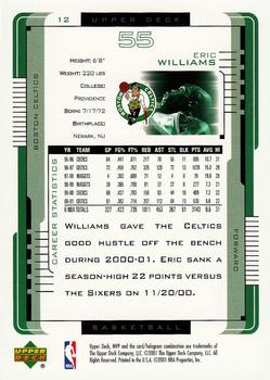 2001-02 Upper Deck MVP #12 Eric Williams Back