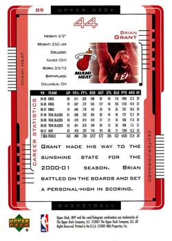 2001-02 Upper Deck MVP #89 Brian Grant Back