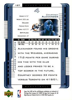 2001-02 Upper Deck MVP #187 Courtney Alexander Back