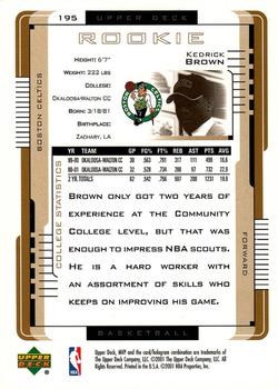 2001-02 Upper Deck MVP #195 Kedrick Brown Back
