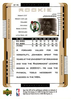 2001-02 Upper Deck MVP #216 Joe Johnson Back