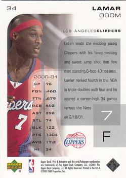 2001-02 Upper Deck Pros & Prospects #34 Lamar Odom Back