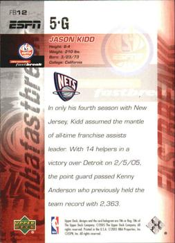 2005-06 Upper Deck ESPN - NBA Fast Break #FB12 Jason Kidd Back