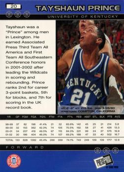 2002 Press Pass #20 Tayshaun Prince Back