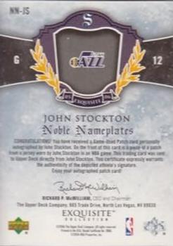 2005-06 Upper Deck Exquisite Collection - Noble Nameplates #NN-JS John Stockton Back