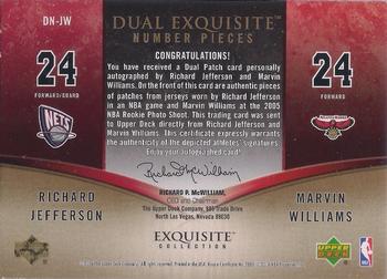 2005-06 Upper Deck Exquisite Collection - Numbers Dual #DN-JW Richard Jefferson / Marvin Williams Back