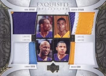 2005-06 Upper Deck Exquisite Collection - Patches Quad #EF-BBOC Kobe Bryant / Andrew Bynum / Lamar Odom / Brian Cook Front
