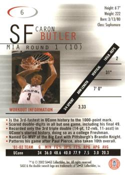 2002 SAGE #6 Caron Butler Back