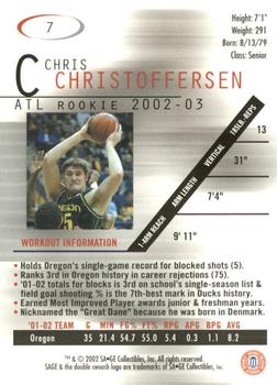 2002 SAGE #7 Chris Christoffersen Back