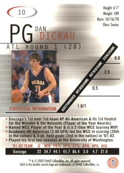 2002 SAGE #10 Dan Dickau Back