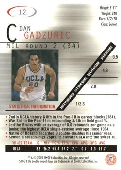 2002 SAGE #12 Dan Gadzuric Back