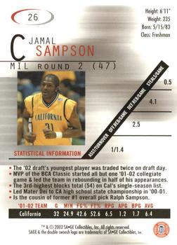2002 SAGE #26 Jamal Sampson Back
