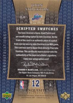 2005-06 Upper Deck Exquisite Collection - Scripted Swatches #SS-JS John Stockton Back