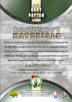 2005-06 Upper Deck Hardcourt - Materials #HM-GP Gary Payton Back