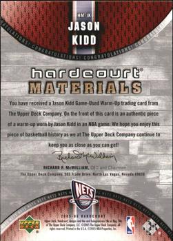 2005-06 Upper Deck Hardcourt - Materials #HM-JK Jason Kidd Back