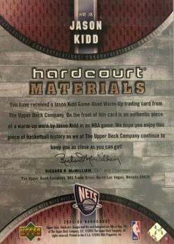 2005-06 Upper Deck Hardcourt - Materials / Wood #HM-JK Jason Kidd Back