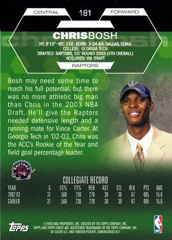 2002-03 Finest #181 Chris Bosh Back
