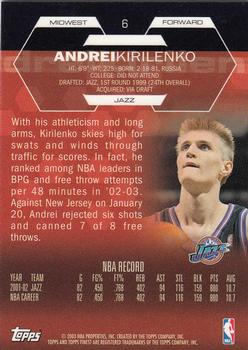 2002-03 Finest #6 Andrei Kirilenko Back