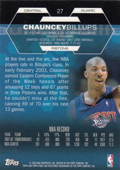 2002-03 Finest #27 Chauncey Billups Back