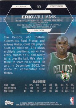 2002-03 Finest #90 Eric Williams Back
