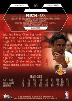 2002-03 Finest #93 Rick Fox Back