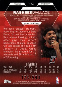 2002-03 Finest #144 Rasheed Wallace Back