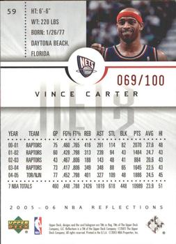 2005-06 Upper Deck Reflections - Red #59 Vince Carter Back