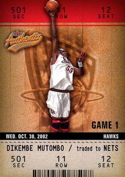 2002-03 Fleer Authentix #42 Dikembe Mutombo Front