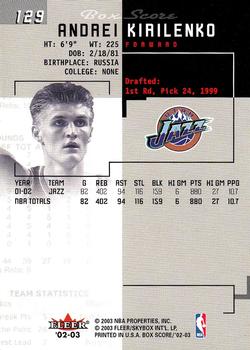2002-03 Fleer Box Score #129 Andrei Kirilenko Back