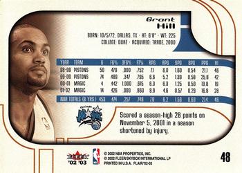 2002-03 Flair #48 Grant Hill Back