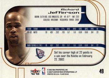 2002-03 Flair #49 Richard Jefferson Back