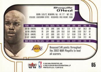 2002-03 Flair #65 Shaquille O'Neal Back