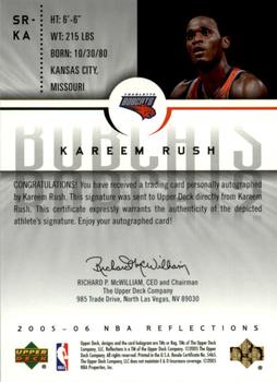 2005-06 Upper Deck Reflections - Signature Reflections #SR-KA Kareem Rush Back