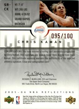 2005-06 Upper Deck Reflections - Signature Reflections Red #SR-CK Chris Kaman Back