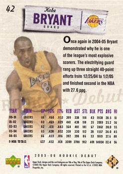 2005-06 Upper Deck Rookie Debut - Blue #42 Kobe Bryant Back