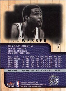 2002-03 Fleer Genuine #11 Chris Webber Back