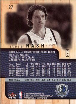 2002-03 Fleer Genuine #27 Steve Nash Back