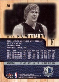 2002-03 Fleer Genuine #30 Dirk Nowitzki Back