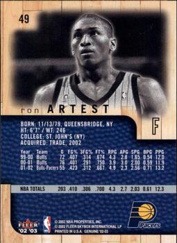 2002-03 Fleer Genuine #49 Ron Artest Back
