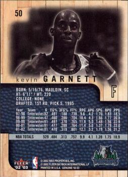 2002-03 Fleer Genuine #50 Kevin Garnett Back