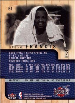 2002-03 Fleer Genuine #61 Steve Francis Back