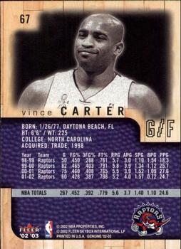 2002-03 Fleer Genuine #67 Vince Carter Back