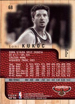 2002-03 Fleer Genuine #68 Toni Kukoc Back