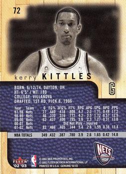 2002-03 Fleer Genuine #72 Kerry Kittles Back