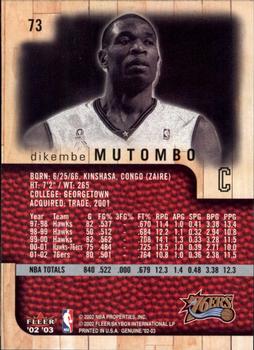 2002-03 Fleer Genuine #73 Dikembe Mutombo Back