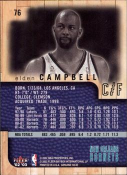 2002-03 Fleer Genuine #76 Elden Campbell Back